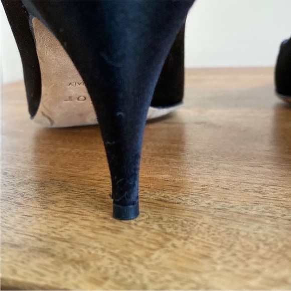 Classic Christian DIOR Black Satin Pointy Toe Kitten Heel Shoes - Picture 14 of 16